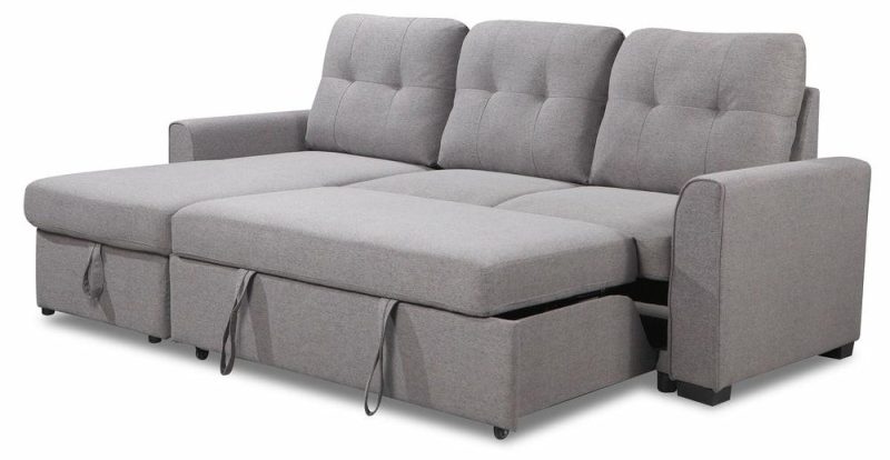 Carter 2-Piece Linen-Look Fabric Left-Facing Sleeper Sectional – Solis Grey Furniture