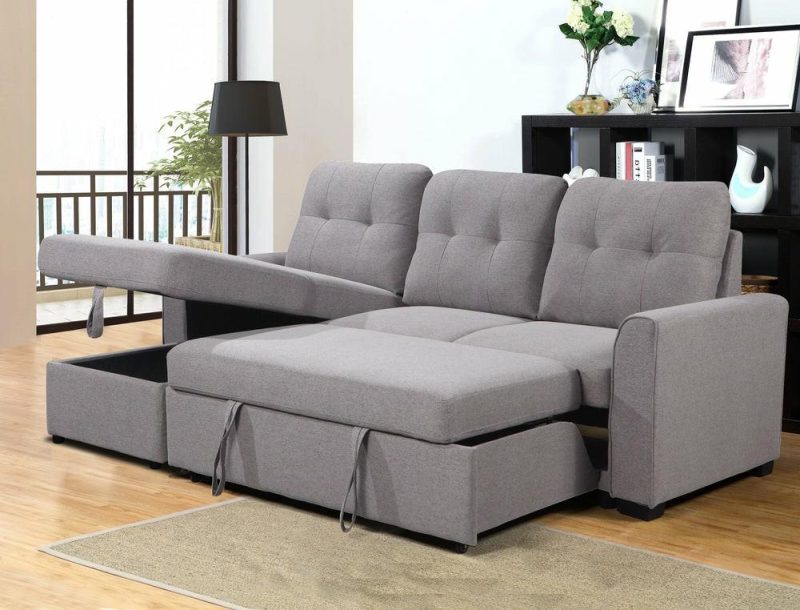 Carter 2-Piece Linen-Look Fabric Left-Facing Sleeper Sectional – Solis Grey Furniture