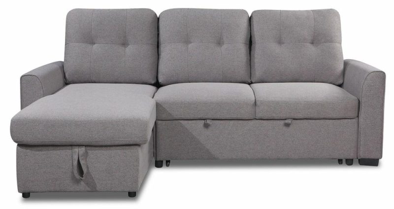 Carter 2-Piece Linen-Look Fabric Left-Facing Sleeper Sectional – Solis Grey Furniture