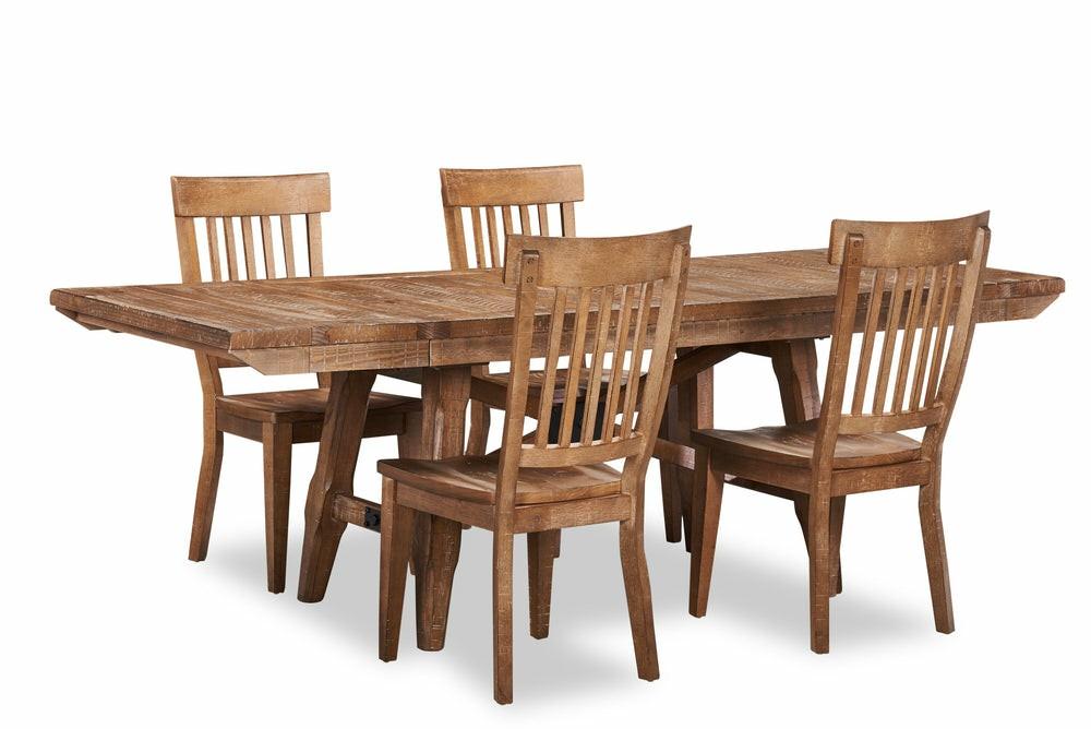 Cedar 5Pc Dining Set With Table & 4 Chairs, Pine Wood, Trestle-Base, 72.07″W – Brown Dining Room