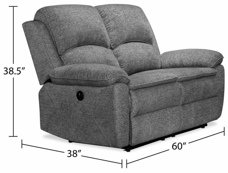 Chandler Chenille Power Reclining Loveseat – Grey Furniture