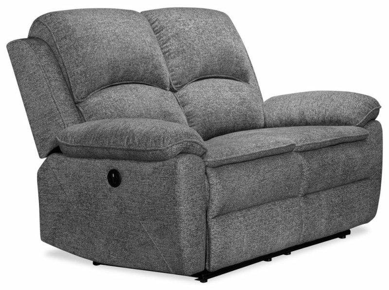 Chandler Chenille Power Reclining Loveseat – Grey Furniture