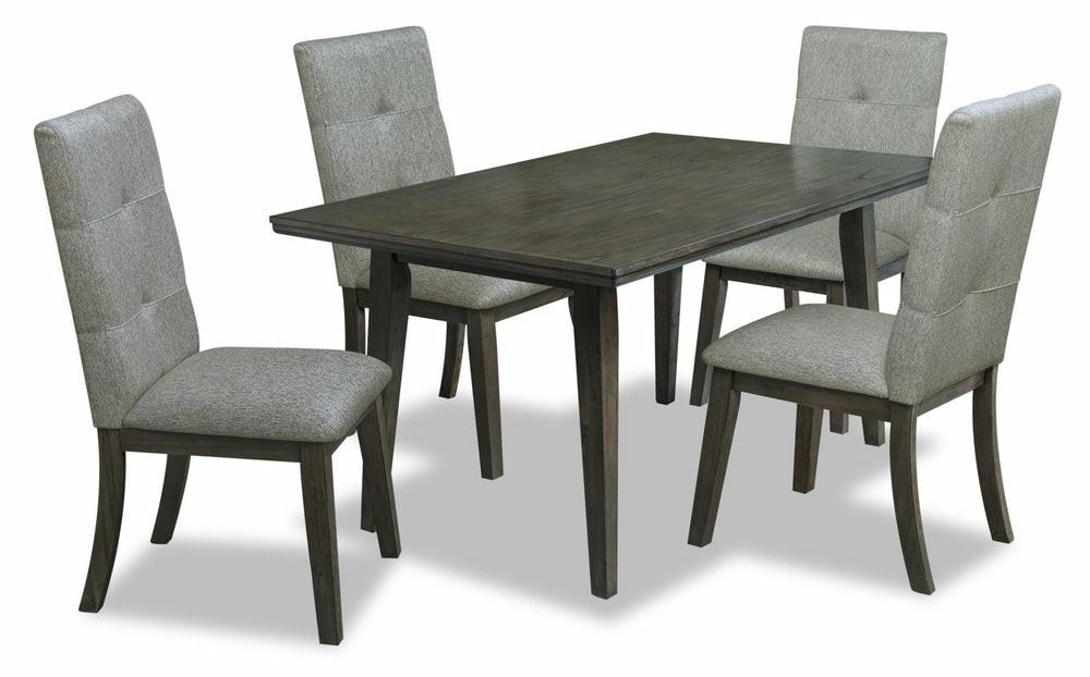 Chelsea 5Pc Dining Set With Table & 4 Grey Chairs, 60″W – Grey/Brown Dining Room