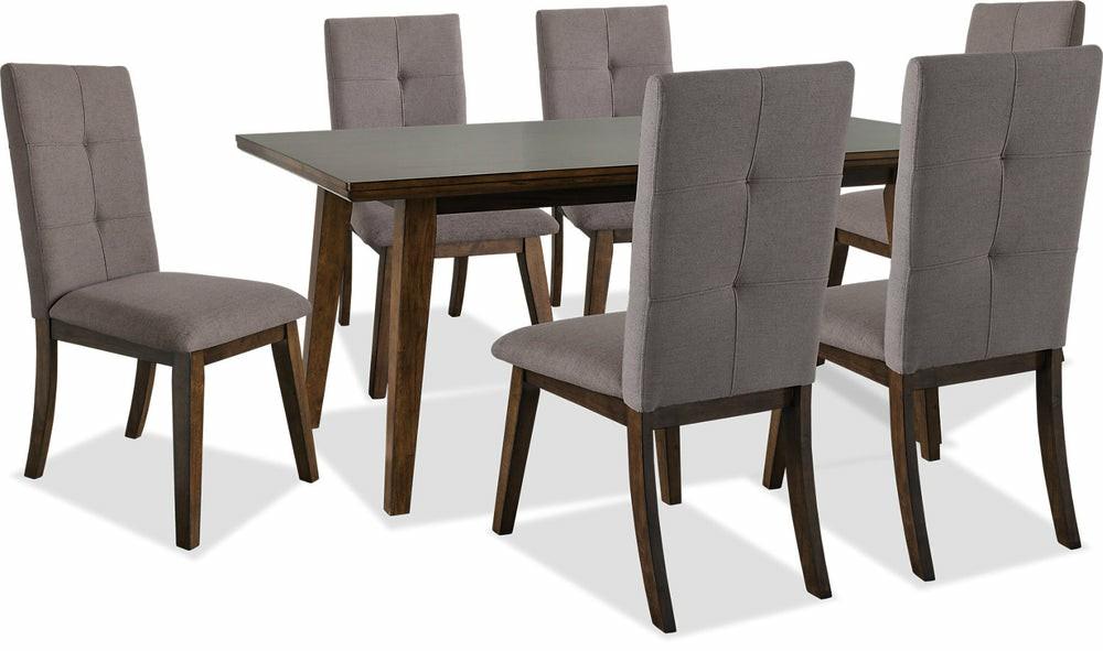 Chelsea 7Pc Dining Set With Table & 6 Brown Chairs, 60″W – Walnut Brown Dining Room