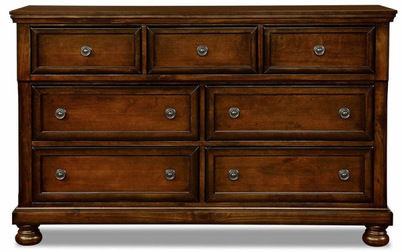 Chelsea Bedroom 7-Drawer Dresser, 60″W X 38″H – Cherry Brown Bedroom