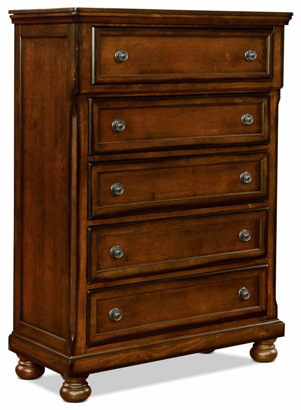 Chelsea Bedroom Chest Of Drawers, 5-Drawer, 38″W X 52″H – Cherry Brown Bedroom