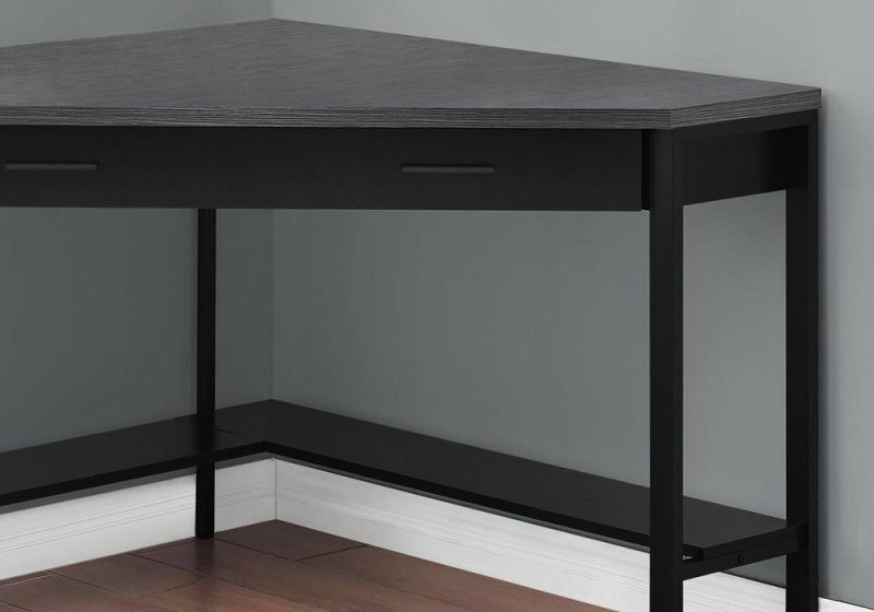 Christiana 42″ Corner Desk With Drawer – Black/Grey Desks