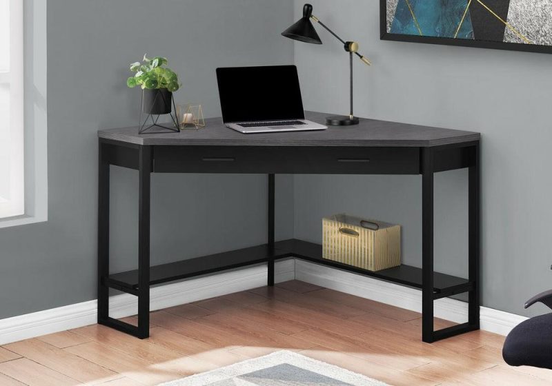 Christiana 42″ Corner Desk With Drawer – Black/Grey Desks