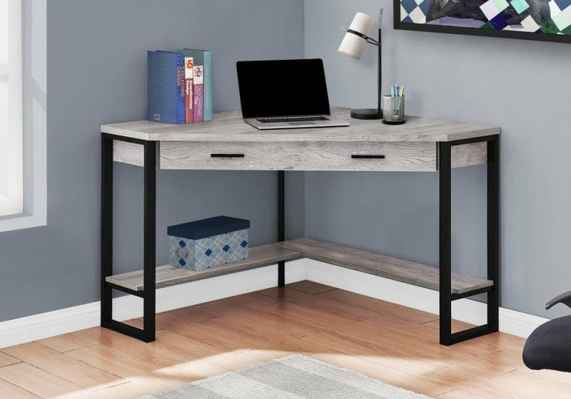 Christiana 42″ Corner Desk With Drawer – Grey Desks