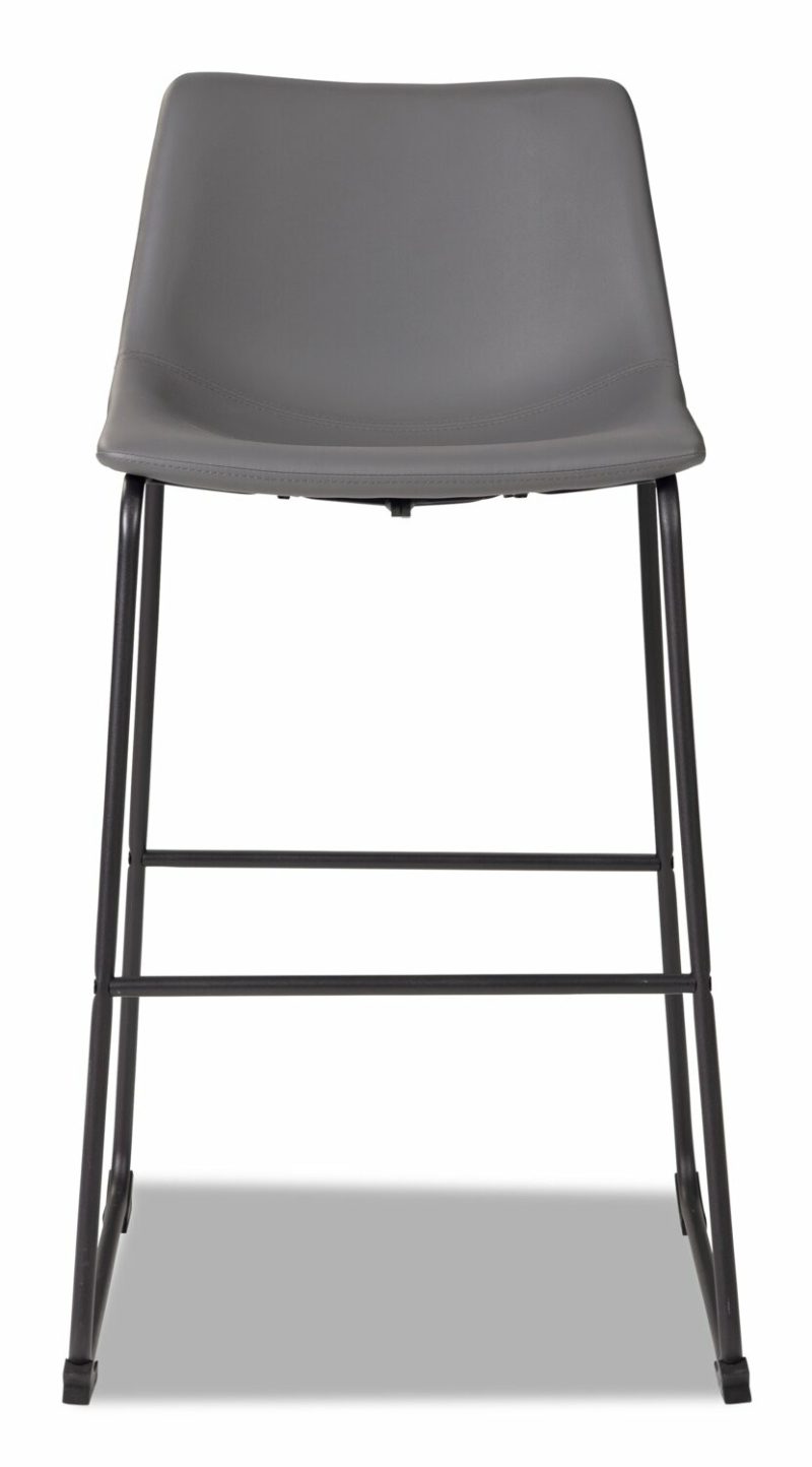 Cole Barstool With Vegan Leather Fabric, Metal – Grey Bar Stools