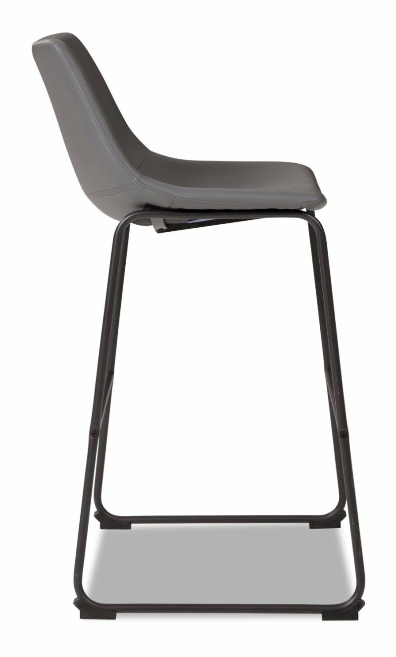 Cole Barstool With Vegan Leather Fabric, Metal – Grey Bar Stools