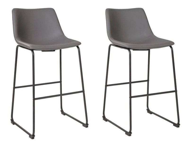 Cole Barstool With Vegan Leather Fabric, Metal – Grey Bar Stools