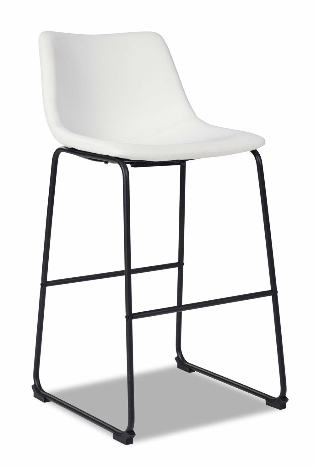 Cole Barstool With Vegan Leather Fabric, Metal – White Bar Stools