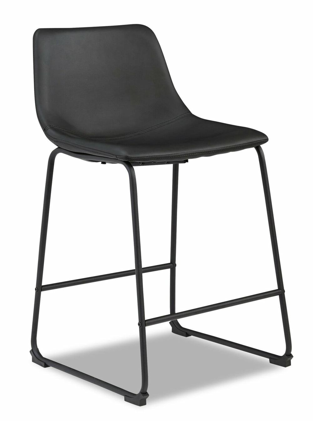 Cole Counter-Height Stool With Vegan Leather Fabric, Metal – Black Bar Stools