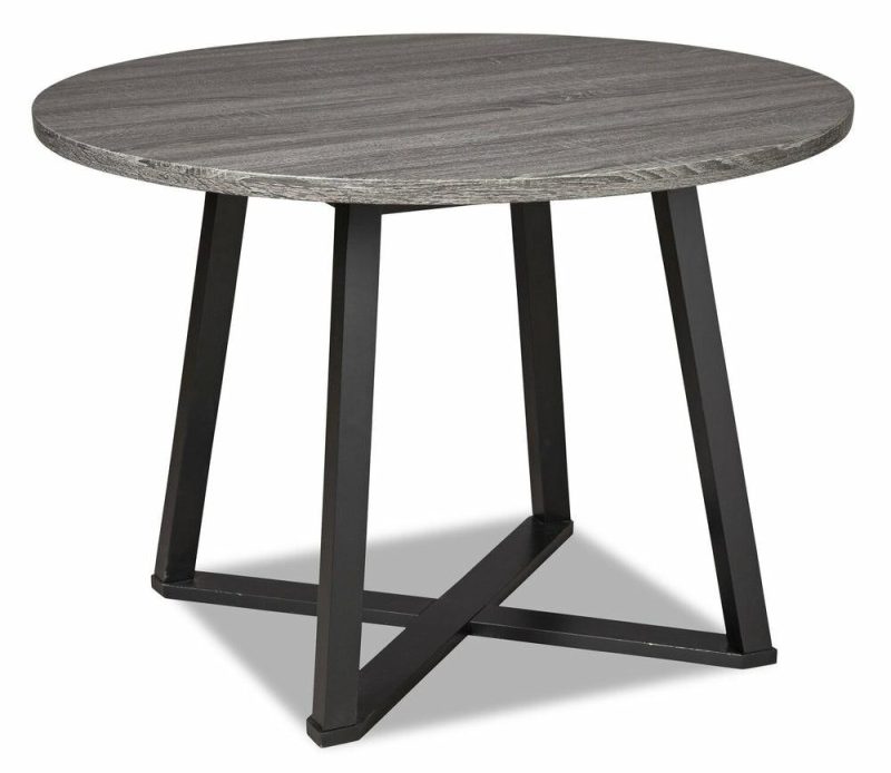 Cole Dining Table, Metal, Melamine, Geometricl Base, 42″W Round – Grey Dining Room