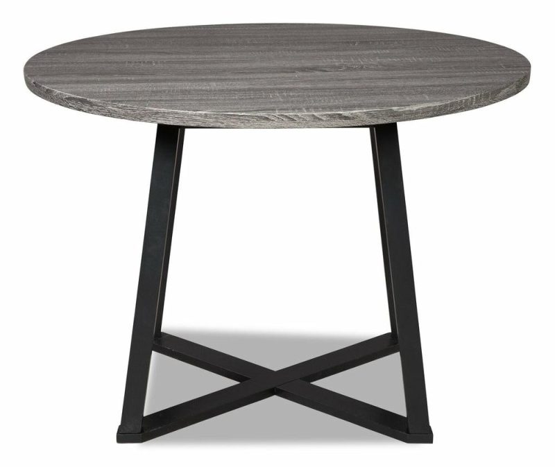 Cole Dining Table, Metal, Melamine, Geometricl Base, 42″W Round – Grey Dining Room