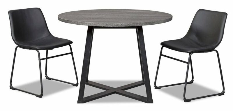 Cole Dining Table, Metal, Melamine, Geometricl Base, 42″W Round – Grey Dining Room