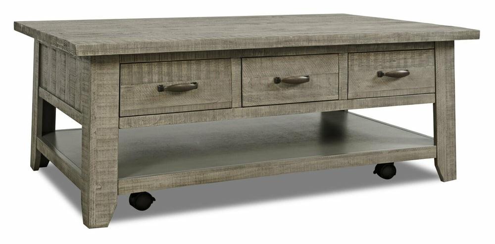 Colson 50″ Rustic Coffee Table With Storage And Shelf – Driftwood Coffee Tables