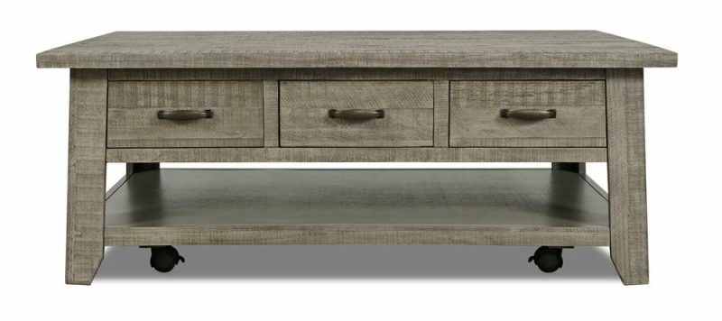 Colson 50″ Rustic Coffee Table With Storage And Shelf – Driftwood Coffee Tables