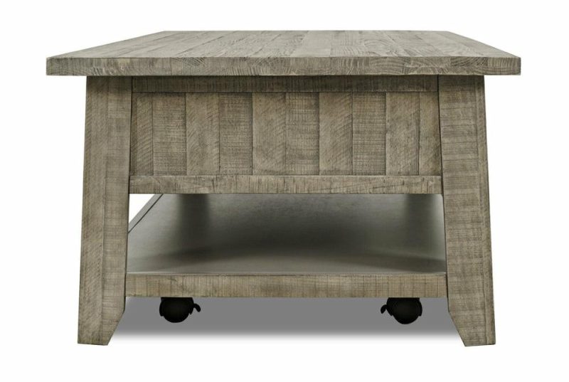 Colson 50″ Rustic Coffee Table With Storage And Shelf – Driftwood Coffee Tables