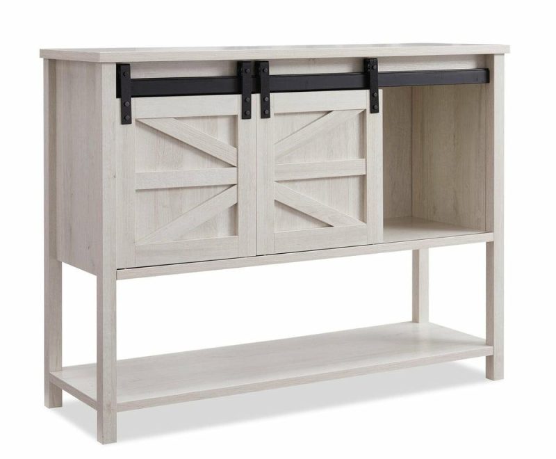 Corbin 47.25″ Accent Cabinet With Sliding Barn Doors – White Oak Buffets, Servers And Cabinets