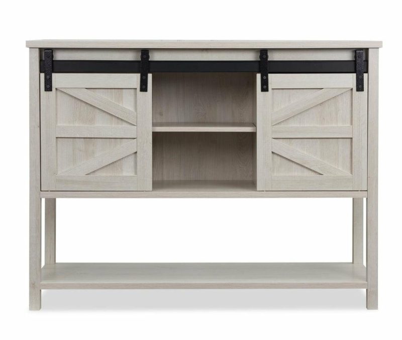 Corbin 47.25″ Accent Cabinet With Sliding Barn Doors – White Oak Buffets, Servers And Cabinets