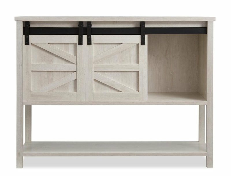 Corbin 47.25″ Accent Cabinet With Sliding Barn Doors – White Oak Buffets, Servers And Cabinets