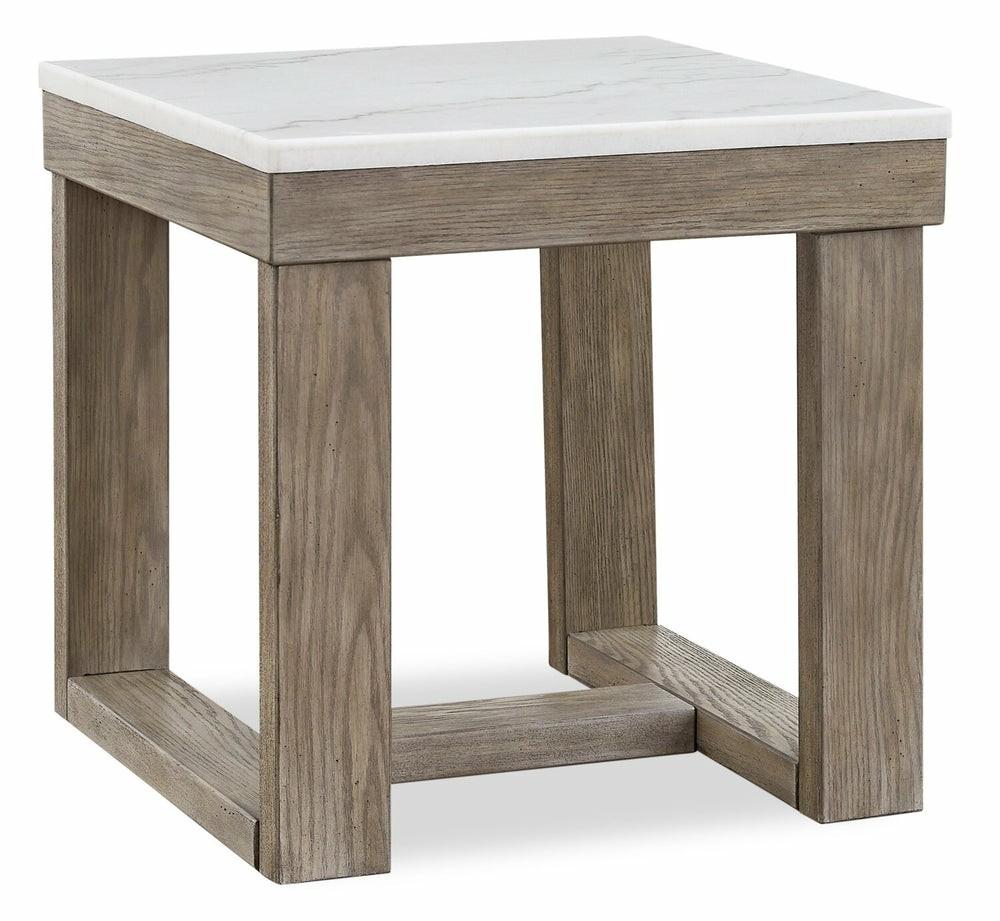 Corsa 24″ Modern End Table – Marble Top With Grey Brown Wood Base End Tables