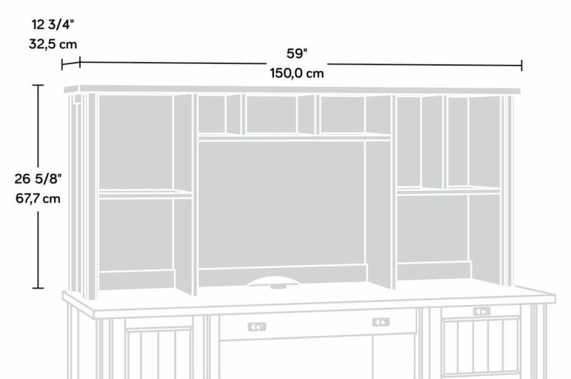 Costa 59.06″ Commercial Grade Computer Hutch With Cubbyholes – Chalked Chestnut Bookcases