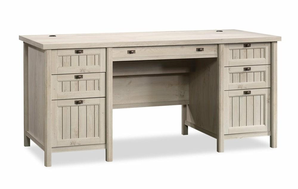 Costa 65.12″ Executive Desk With 7-Drawers – Chalked Chestnut Desks