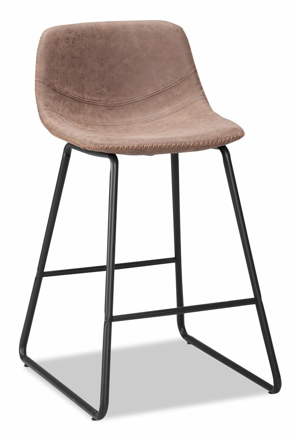 Coty Counter-Height Stool With Vegan Leather Fabric, Metal – Brown Bar Stools