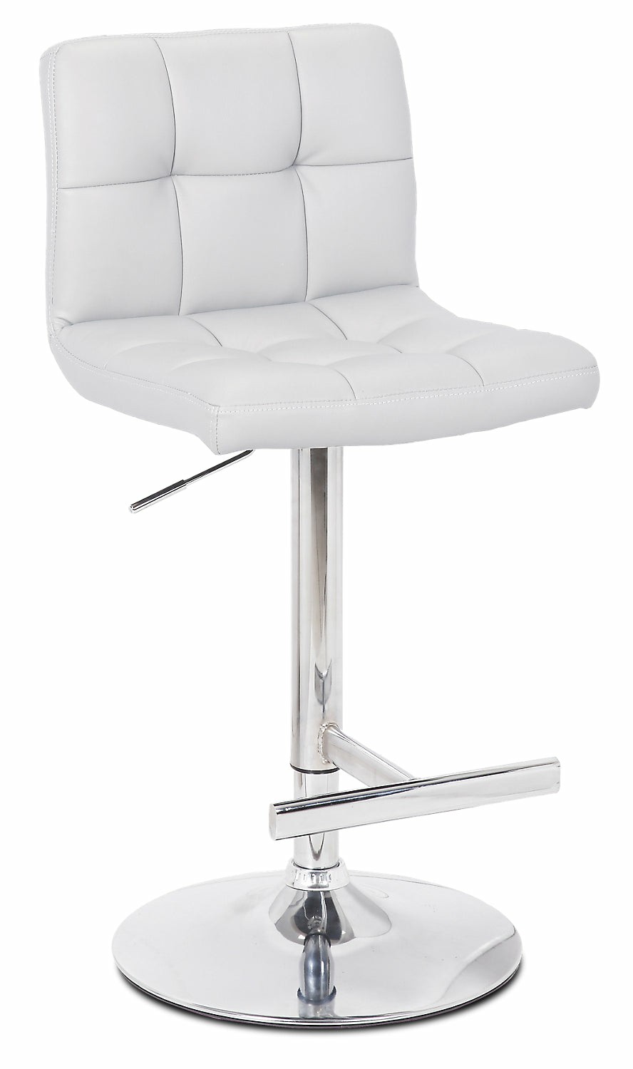 Cruz Barstool With Swivel & Adjustable Seat, Vegan Leather Fabric, Metal – White Bar Stools