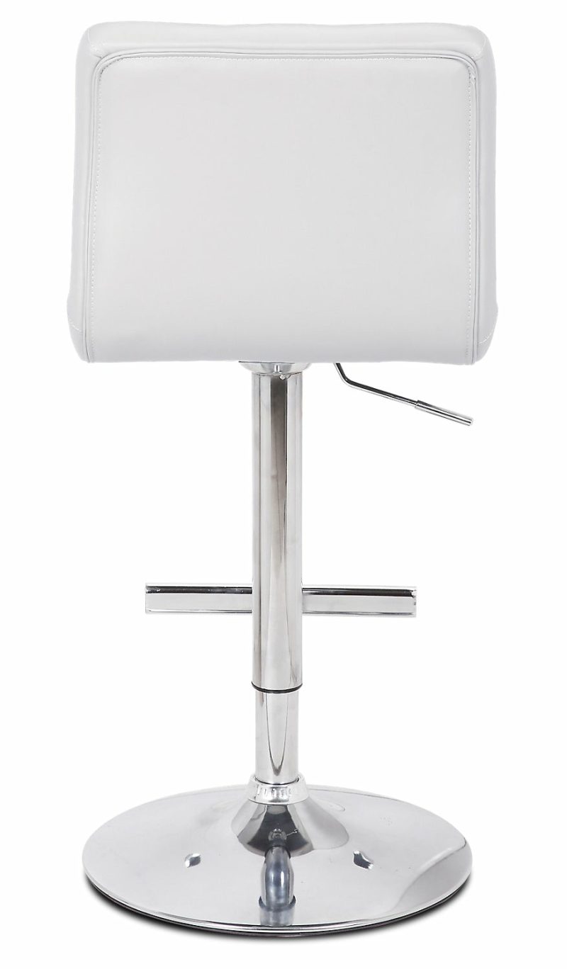 Cruz Barstool With Swivel & Adjustable Seat, Vegan Leather Fabric, Metal – White Bar Stools