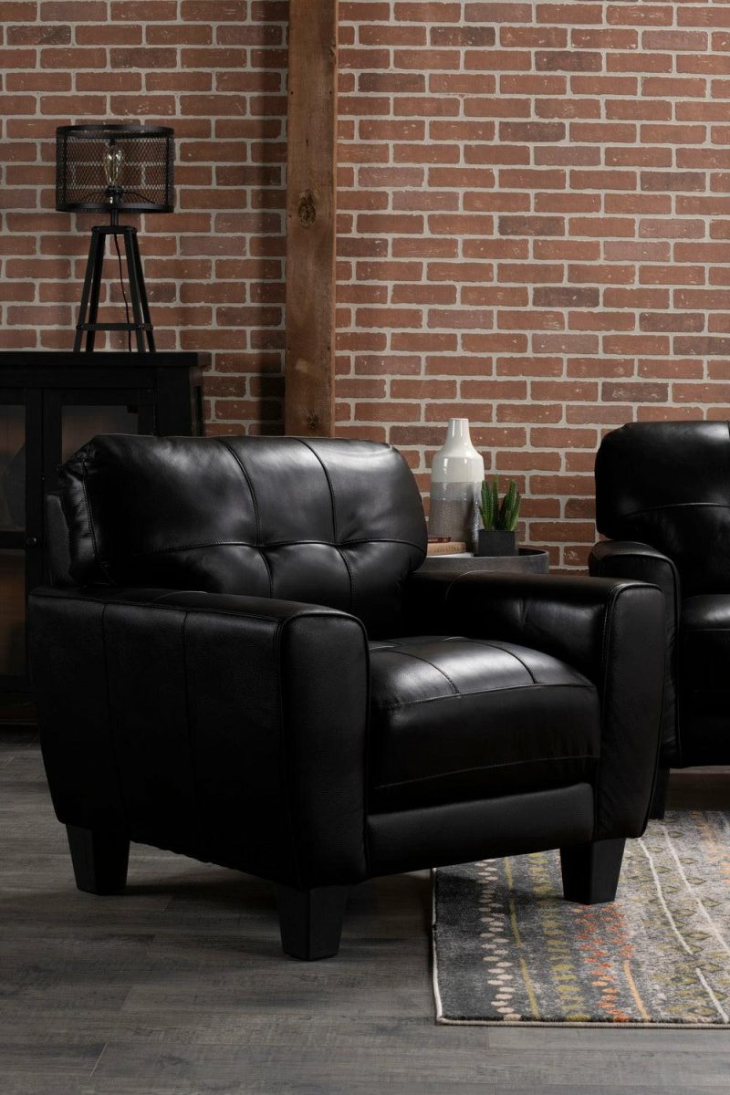 Curt Genuine Leather Chair – Black Furniture