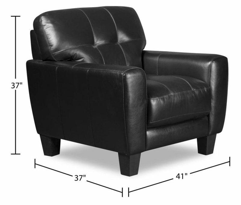 Curt Genuine Leather Chair – Black Furniture