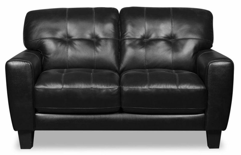 Curt Genuine Leather Loveseat – Black Furniture