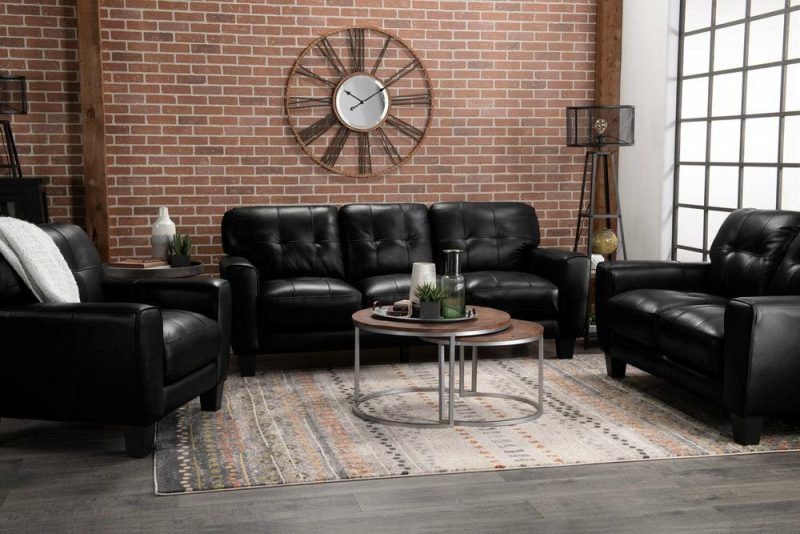 Curt Genuine Leather Loveseat – Black Furniture