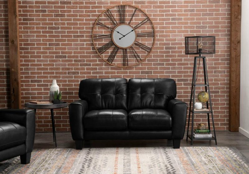 Curt Genuine Leather Loveseat – Black Furniture