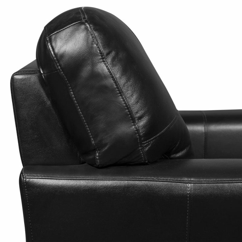 Curt Genuine Leather Loveseat – Black Furniture