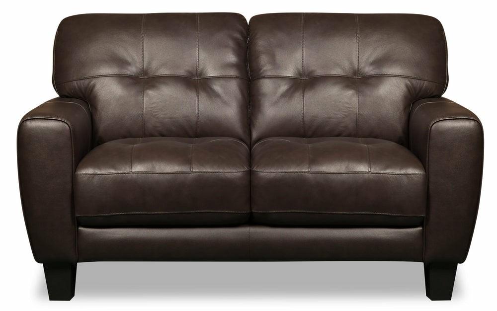 Curt Genuine Leather Loveseat – Brown Furniture