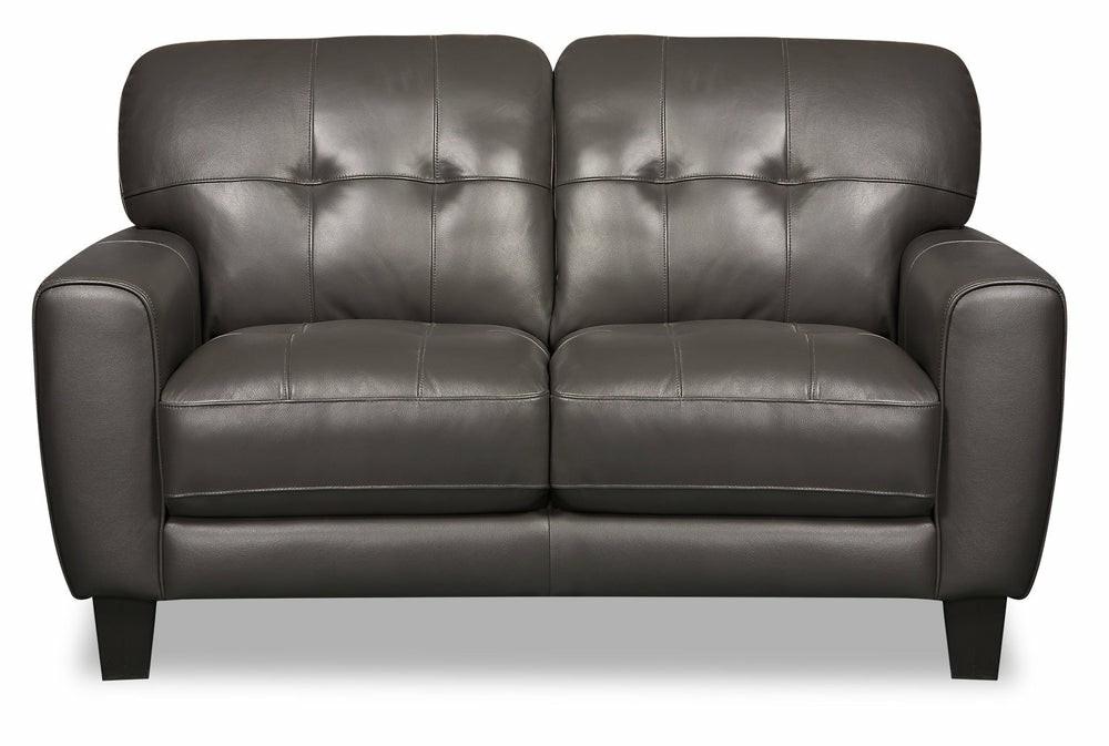 Curt Genuine Leather Loveseat – Grey Furniture