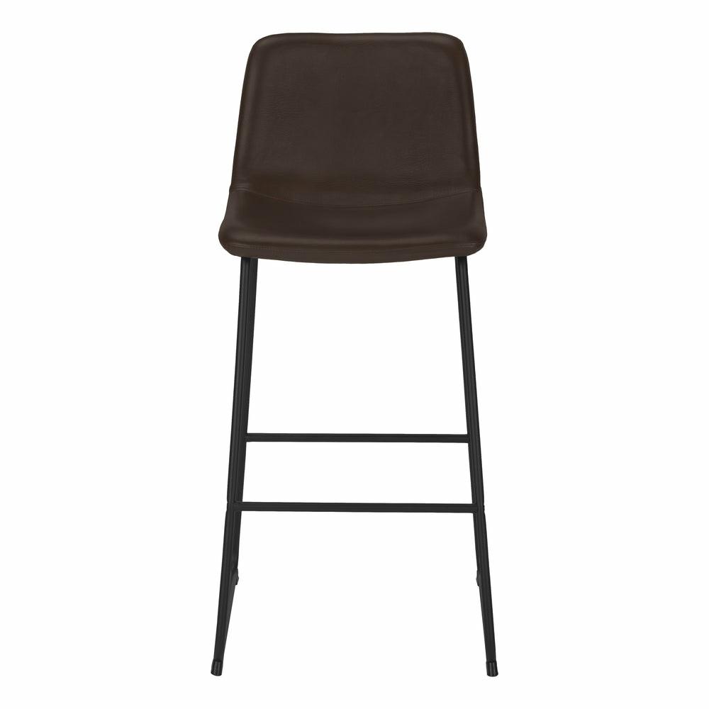 Curved Backrest Brown Leather-Look Black Bar Stool Bar Stools