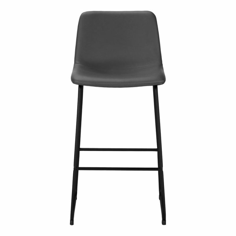 Curved Backrest Grey Leather-Look Black Bar Stool Bar Stools