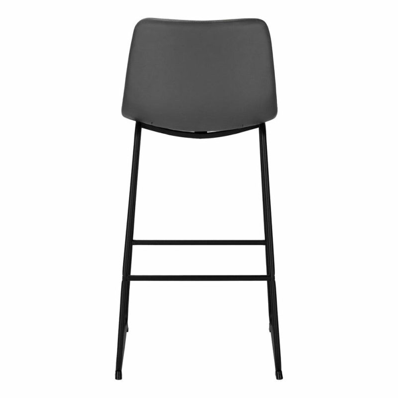 Curved Backrest Grey Leather-Look Black Bar Stool Bar Stools