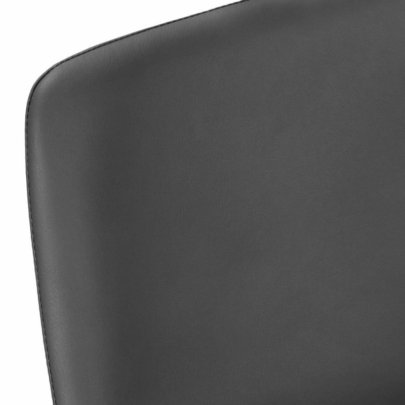 Curved Backrest Grey Leather-Look Black Bar Stool Bar Stools