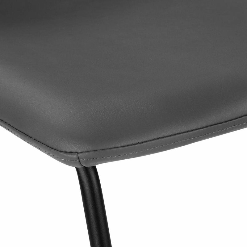 Curved Backrest Grey Leather-Look Black Bar Stool Bar Stools