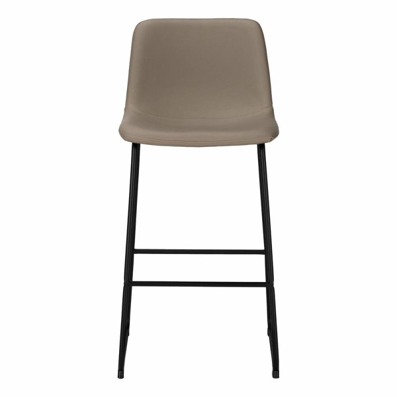 Curved Backrest Taupe Leather-Look Black Bar Stool Bar Stools