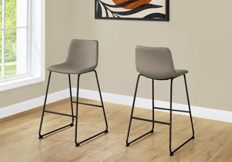 Curved Backrest Taupe Leather-Look Black Bar Stool Bar Stools