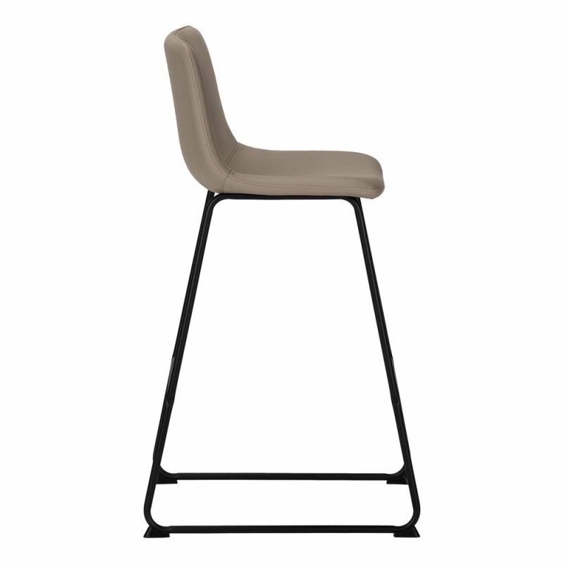 Curved Backrest Taupe Leather-Look Black Bar Stool Bar Stools