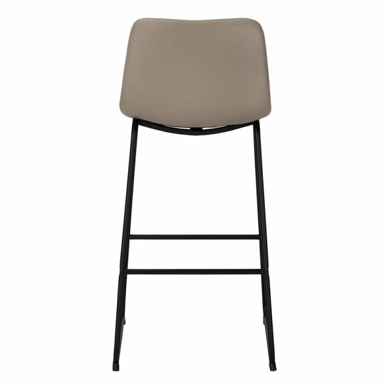 Curved Backrest Taupe Leather-Look Black Bar Stool Bar Stools